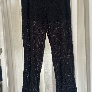 Black High Rise Knit Lace Abercrombie Pants